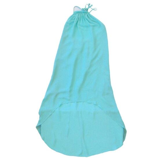 Ramy Brook High Low Halter Maxi Midi Dress Aqua Blue Backless Beachy Boho Resort - Picture 9 of 11